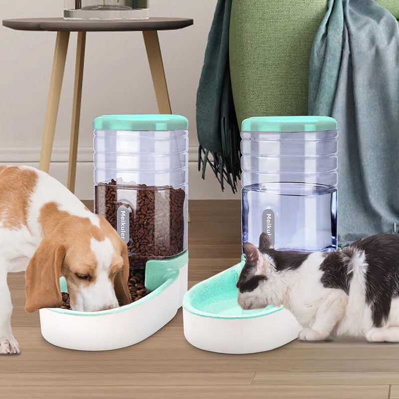Meikuler Automatic Dog Cat Feeder and Water Dispenser Set,Waterer and Gravity Food Feeder for Small & Medium Dogs Cats Puppies,Large Capacity 1 Gallon x 2 (Green) - Image 5